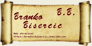 Branko Biserčić vizit kartica